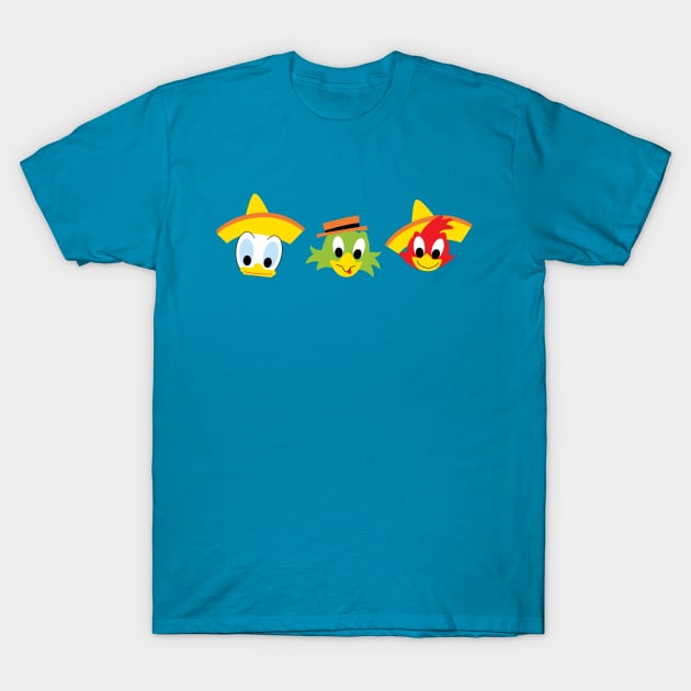 The Three Caballeros - Hortizontal T-Shirt by Vicener